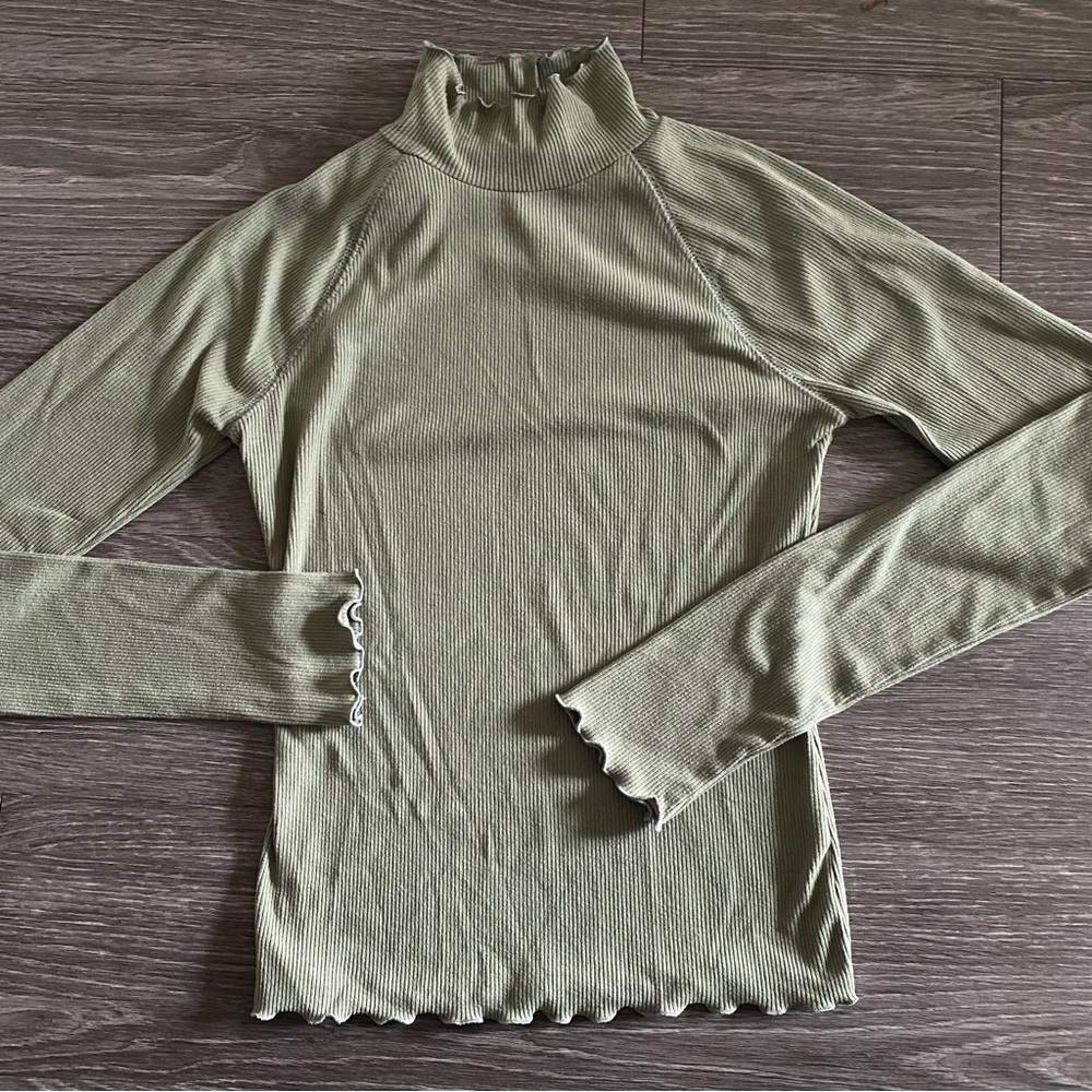 Olive Green Turtleneck Top